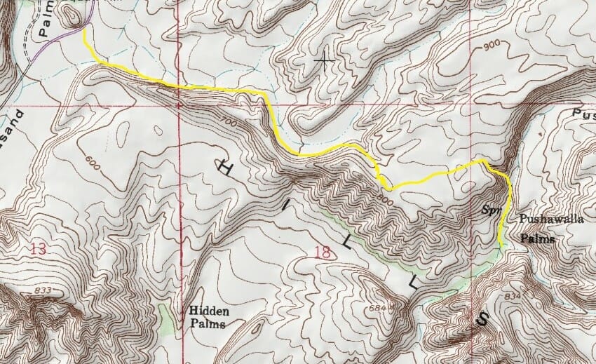 05 Pushawalla Palms Oasis Trail topo map