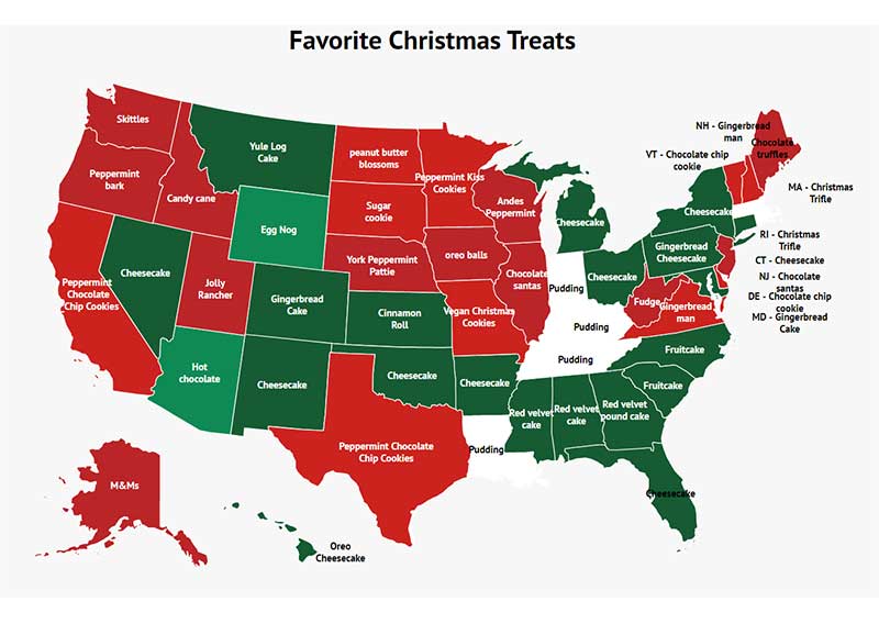 Most Popular Christmas Treat in Each State