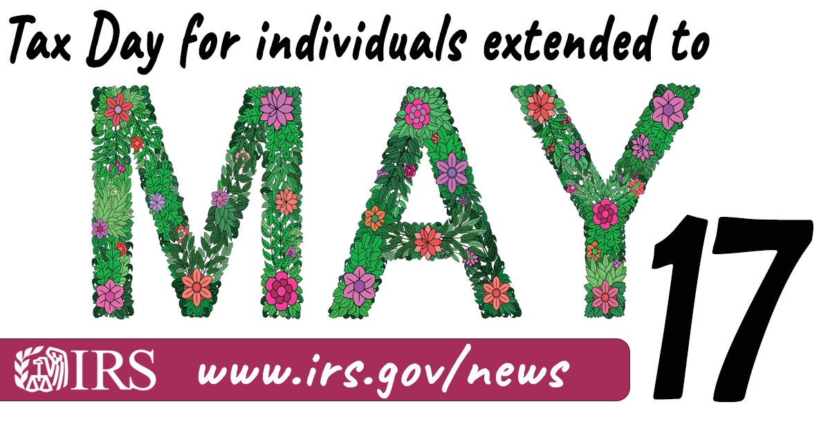 Tax Day for Individuals Extended to May 17