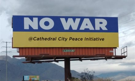 ‘No War’ Billboard Greets Motorists