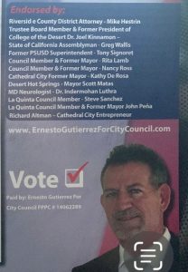 Who Endorsed Mayor Pro Tem Ernesto Gutierrez?